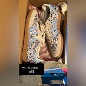 adidas Women's Floral Low-Top Sneakers in Light Blue and Cream